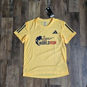 Womens Size XS Adidas Wings For Life World Run Shirt Yellow